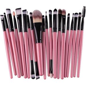 Jumada's - 20-delige Make-Up Kwasten Set - Roze/Zwart - Cosmetische Beauty Tool Kit