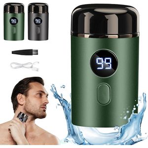 Mini Elektrisch Scheerapparaat - Scheerapparaat Mannen - Mini Elektrische Scheerapparaat - USB Wasbaar Reisnat Droog Scheerapparaat - Met reservemesje - Extra reservemesje - Groente