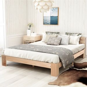 Sweiko Holzbett Doppelbett mit Kopfteil aus Bettgestell mit Lattenrost-200 x 140 cm Massivholz Massiv Doppelbett als Kieferbett verwendbar