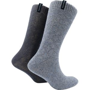 The Sockmaker sokken heren 41-46 - 2-pack Wool Boot - duurzaam - Argyle - Indigo and Navy