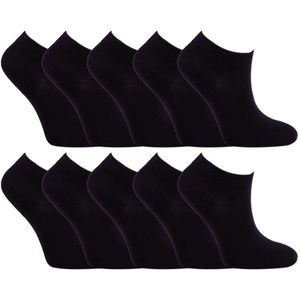 Zwart Sneakersokken | Naadloos | Kleur: Zwart | Merk: Naft | Maat: 35 t/m 50 | 10 Paar