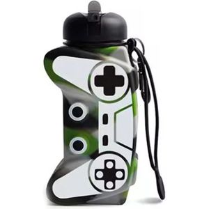Omiximo gaming waterfles - 600ml - Kinder Waterfles, Lekvrij, Makkelijk te Openen, Veilige Vergrendeling, Vaatwasmachinebestendig, BPA Vrij, Draaghandvat, Makkelijk Schoon te Maken, Geurvrij - Groen