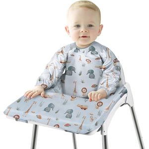 Slabbetje met mouwen Baby Mouwslabbetje Bevestigt zich aan je kinderstoel, babyslabbetje met mouwen Waterdicht voor jongens meisjes peuter voeding slabbetje schort (blauw)