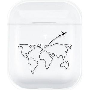Shieldcase Wanderlust Case - beschermhoes geschikt voor Airpods 2 case - doorzichtig hoesje met zwarte print - reizen - transparant