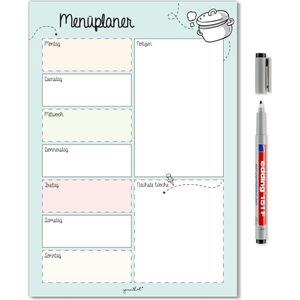 Menuplanner whiteboard - voedselplanner - afwasbaar - 1 stuk - turquoise - DIN A4