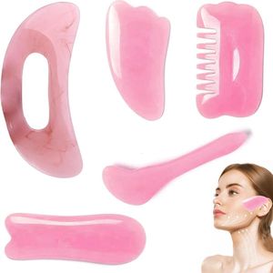 Gua Sha Massage Set – 5-delige Schraper Set – Resinhulpmiddelen voor Gezicht en Lichaam – Ontspannende Massage – Helpt bij Spierpijn – Voor Nek-Rug-Benen – Wit – Thuisgebruik-Gezondheidsvoordelen