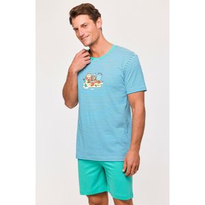 Woody pyjama jongens/heren - blauw gestreept - hermietkreeft - 251-10-PSS-S/915 - maat 152