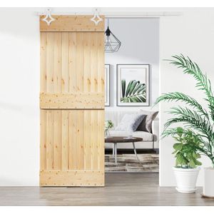 The Living Store Schuifdeur Massief Grenenhout - 85 x 3.6 x 210 cm - Inclusief Hardwareset