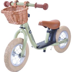 Bandits & Angels loopfiets Starter retro groen met mandje - 2 jaar - jongens en meisjes - metaal - groen