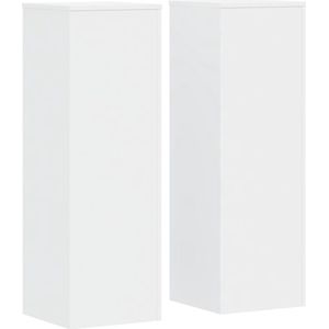 vidaXL - Plantenstandaards - 2 - st - 33x33x100 - cm - bewerkt - hout - wit