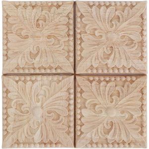 Geruite Houtsnijwerk Decal - Set van 4 Stuks voor Meubeldecoratie (Ongeschilderd)