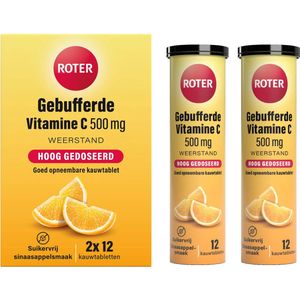 Roter Gebufferde Vitamine C 500 mg - Ondersteunt de natuurlijke weerstand - Vriendelijk voor maag en darmen - Sinaasappelsmaak - 2x 12 kauwtabletten