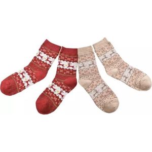 Kerstsokken - Rood/Khaki - 2 paar