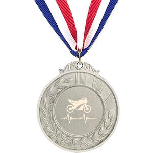 Akyol - motor medaille zilverkleuring - Motor - beste motorrijder - hartslag - mannen - cadeau - hobby