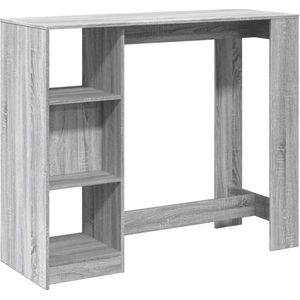 vidaXL Bartafel met schap 124x46x103,5 cm bewerkt hout grijs sonoma - Bartafel - Bartafels - Statafel - Statafeltje