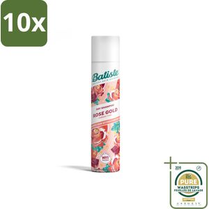 10 x Batiste - Rose Gold - Droogshampoo - Zachte Rozengeur - Verfrist en Zorgt Voor Volume - 200ml - Grootverpakking - Droogshampoo - Fris Haar - Roze Geur - Volume Haar - Haarkleur