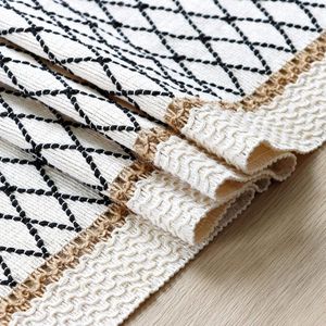 Macrame Tafelloper, crème, beige, Boho, tafelloper met kwastjes, handgeweven katoen en jute, rustieke boerderijstijl, voor Bohemien, keuken, eettafel