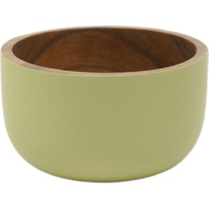 Ronde schaal 16,5 cm Groene Thee kleur - van Acaciahout - fair trade van Kinta