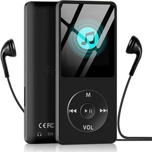 Vitdipy - MP3-Speler - Incl.128GB SD kaart en Oordopjes - Bluetooth - Ingebouwde Luidspreker - Bluetooth mp3 speler - MP3-muziekspeler - Zwart