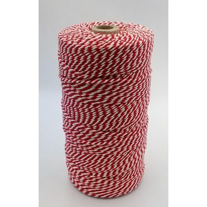 Slagerstouw - Rood Wit - Touw - spoel 500gr - ca. 600 m - dikte 1,5 mm (Nr.16)