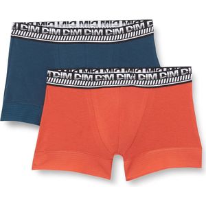Dim Stay and Fit boxershorts katoen 3D Flex heren x2, Kleinblauw/oranje parelmoer, 5
