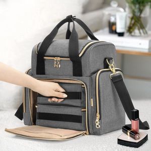 Dames Toilettas, Make-up Organisatietas, Cosmetische Case voor Make-up, Cosmetische Tas om mee te nemen, Reistoilettas voor Meisjes, Mannen en Vrouwen, grijs