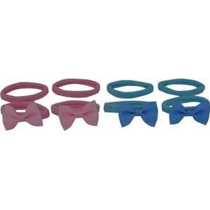 Jessidress Mini Haar Elastiekjes met kleine Haarstrikjes - Roze/Blauw