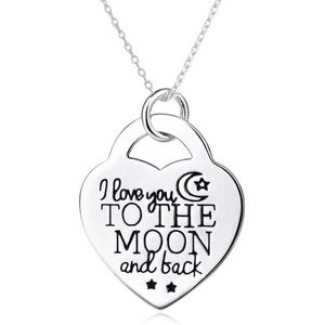 Fate Jewellery FJ482 – I Love you to the Moon and back – 925 Zilver – Hartje – 45cm + 5cm