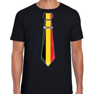 Bellatio Decorations Verkleed shirt voor heren - stropdas Belgie - zwart - supporter - themafeest XL