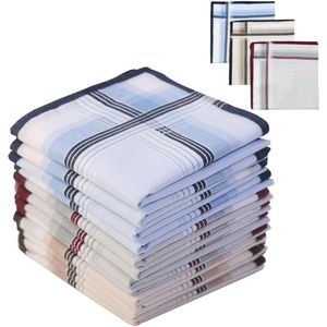 12 stuks katoenen zakdoeken 40x40 cm – 100% katoen heren en dames zakdoek set, klassiek satijn geweven handdoekjes, herbruikbaar en wasbaar, wit zakdoek pocketdoek