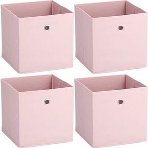 Zeller opbergmand/kastmand - 4x - 22 liter - lichtroze - 28 x 28 x 28 cm