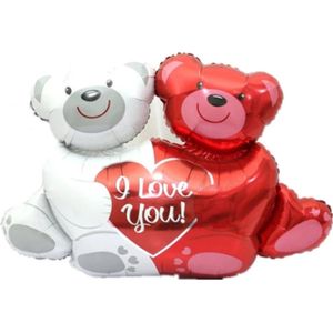 I Love You Beren ballon - XXL - 76x100cm - Moederdag - Folie ballon - Love - Liefde - Huwelijk - knuffelberen - Ballonnen - Hart - Beren - Helium ballon - Leeg - Valentijnsdag cadeautje voor hem - Valentijn cadeautje voor haar - Valentijn