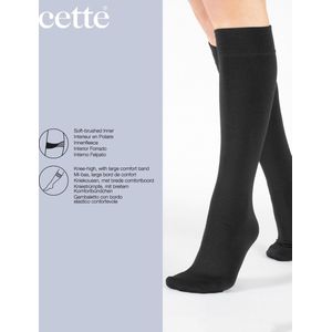 Cette - 2 paar Fleece kniekousen zwart - warme benen - warme voeten - voor dames en heren - warme sokken
