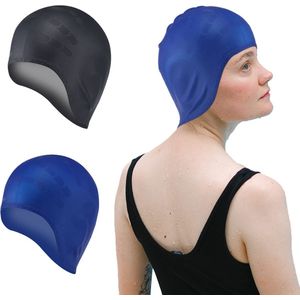 2 Piece Swimming Cap, Silicone Cover Ears Swimming Caps, Waterproof Silicone Swimming Cap, Hearing Protection Swimming Cap for Adults, Keep Hair Clean, Long Hair and Short