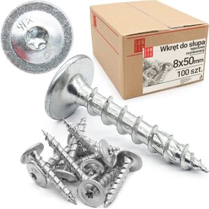 LUN FIX - Plaatschroef 8x50 - bevestiging van palen - Wit - 100 stuks