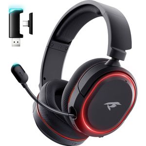 Kofire Valorise UG-08S - 2.4Ghz PS4 Draadloze Gaming headset - 7.1 Surround Sound - met Retractable ENC microfoon - Over-ear PS5 Koptelefoon - Multiplatform - Zwart rood