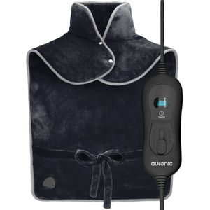 Auronic Warmtekussen - Elektrisch deken voor Nek, Schouders en Rug - Wasbaar - Energiezuinig - Verwarmingsdeken - Zwart