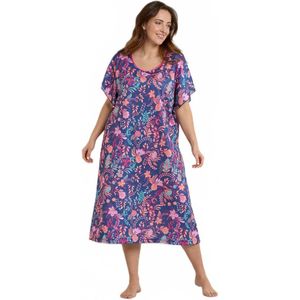 Lange satijnen hostess jurk met bloemenprint