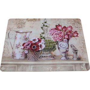 Set van 4 placemats mdf gebloemd