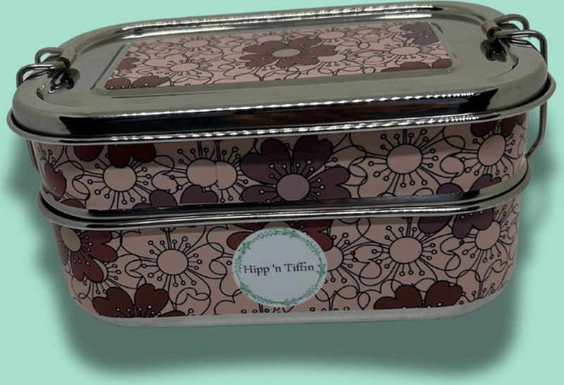 Hipp 'n Tiffin - Lunchbox - Laag - Oudroze bloemen