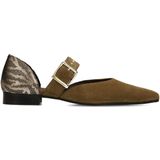 Manfield - Loafers - Donkergroen - Suède - Platte Hak 2 cm
