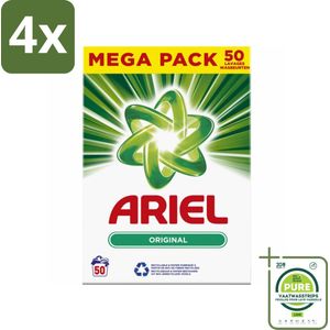 Ariel Original - Waspoeder - Witte en Lichtgekleurde Was - 50 Wasbeurten - Voordeelverpakking - 4 stuks - Ariel Original - Waspoeder