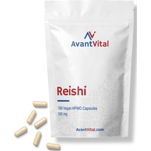 Reishi - 500 mg - 180 Vegan Capsules - Lakzwam - Hoog gestandaardiseerd - AvantVital - Voedingssupplementen