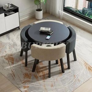 Shoppee salontafen met luxe eetkamerstoelen - Salontafel rond - Tafel Salontafel Bijzettafel - Luxe Eetkamerstoel - Meubels Voor Woonkamer - Huis - Zithoek - Vrijetijdstafel En Stoel Set