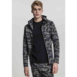 Urban Classics - Interlock Camo Vest met capuchon - Camouflage - L - Zwart/Zwart