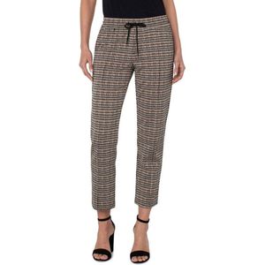 LIVERPOOL JEANS COMPANY Pull-On Ankle Trouser With Pin Tucks Tan/Black Abstract Houndstoo | Tan / Black Abstract Houndstoo