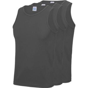3-Pack Maat S - Sport singlets/hemden grijs voor heren - Hardloopshirts/sportshirts - Sporten/hardlopen/fitness/bodybuilding - Sportkleding top grijs voor mannen