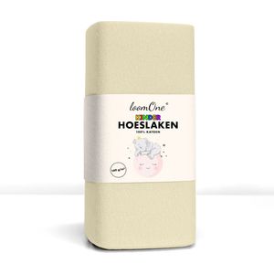 Loom One Kinder Hoeslaken – 100% Jersey Katoen – 60x120 cm – Ledikant– 160 g/m² – Natural / Crème