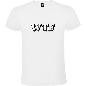 Wit T-shirt ‘WTF’ Zwart maat L
