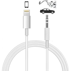 Audio AUX kabel naar Lightning USB - 3.5mm Hoofdtelefoon Muziek Aansluiting - Audio Jack - Autokabel - Wit